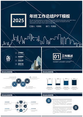 2025蓝色年终总结简约稳重商务风8年终工作总结计划动态PPT模板