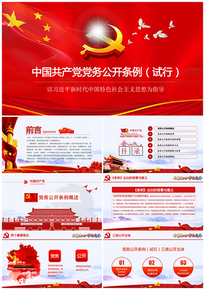 红色中国共产党十九大党务公开条例课件PPT模板