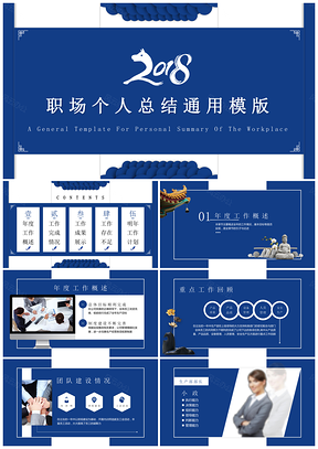蓝色生产部门年终工作总结报告PPT模板