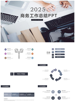 2025彩色商務(wù)工作計(jì)劃總結(jié)PPT模板