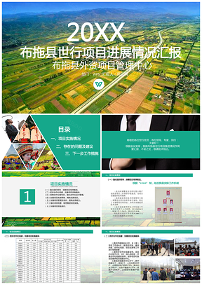 绿色布拖县世行项目进展工作汇报PPT模板