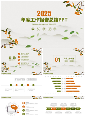 2025綠色簡約小清新商務(wù)年終工作報告總結(jié)計劃動態(tài)PPT模板