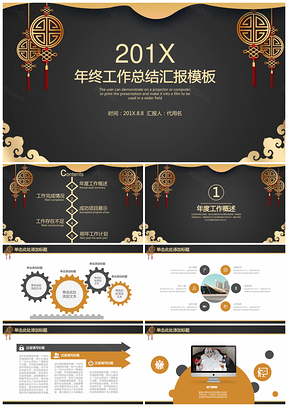 黑金古典中式年终工作总结汇报动态PPT模板