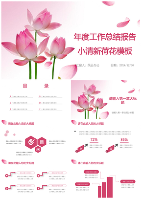 粉色年度工作總結(jié)報(bào)告小清新荷花PPT模板