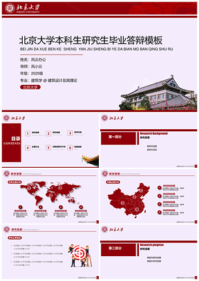 2025红色北京大学本科生研究生毕业答辩PPT模板