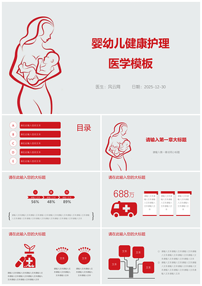 2025紅灰色嬰幼兒健康專業(yè)護理醫(yī)學課題講解PPT模板