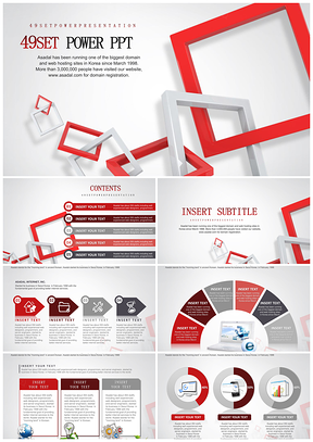 紅白色幾何形模板商務PPT模板