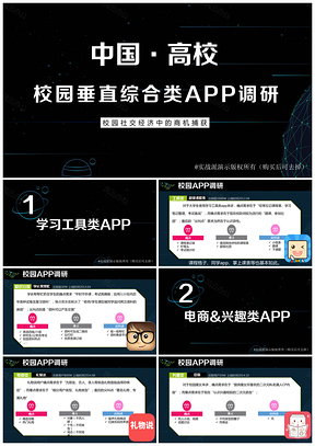 蓝色独家报告中国高等院校校园APP市场调研分析报告PPT模板
