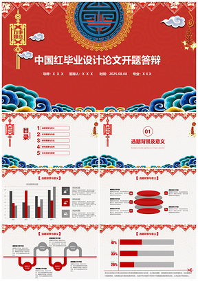2025畢業(yè)論文紅色論文答辯中國紅畢業(yè)設(shè)計論文開題答辯PPT模板