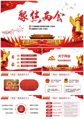 學(xué)習(xí)紅色全國兩會政協(xié)常委會工作報告PPT模板