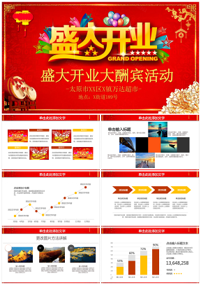 紅色喜慶大氣盛大開業(yè)典禮PPT模板