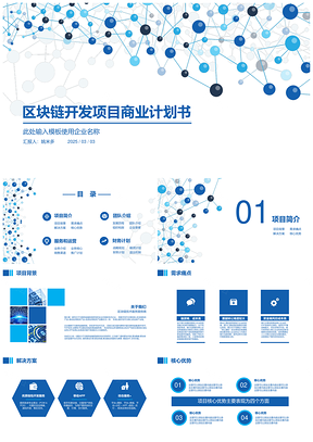 区块链开发项目商业计划书PPT模板