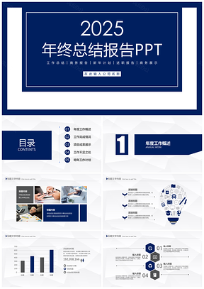 2025蓝色终工作总结工作计划工作汇报PPT模板