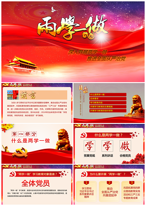 两学一做学习教育党课课件PPT模板