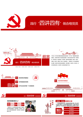 践行“四讲四有”做合格党员PPT模板