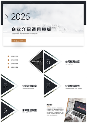 2025高端白色欧美风企业工作介绍PPT模板