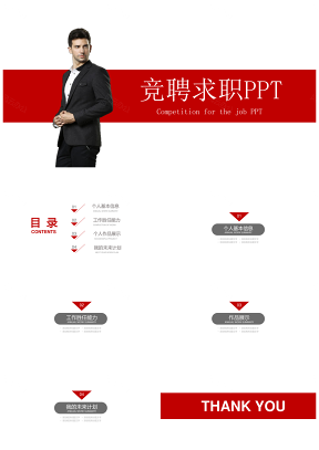 红色大气红求职竞聘自我介绍PPT模板