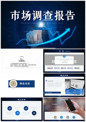 蓝色大气市调报告产品调研统计规划分析报告动态PPT模板
