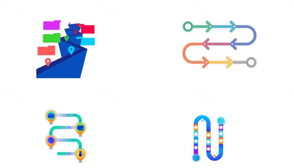 创意设计时间轴并列关系递进关系PPT图表合集