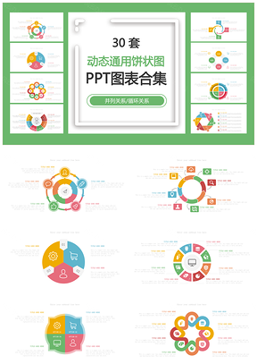 动态通用饼状图并列关系循环关系PPT图表合集