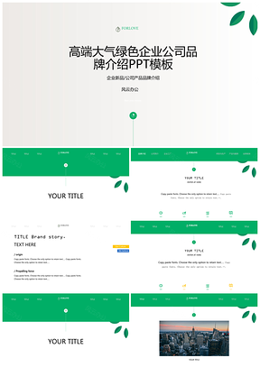 高端大气绿色企业公司品牌介绍PPT模板