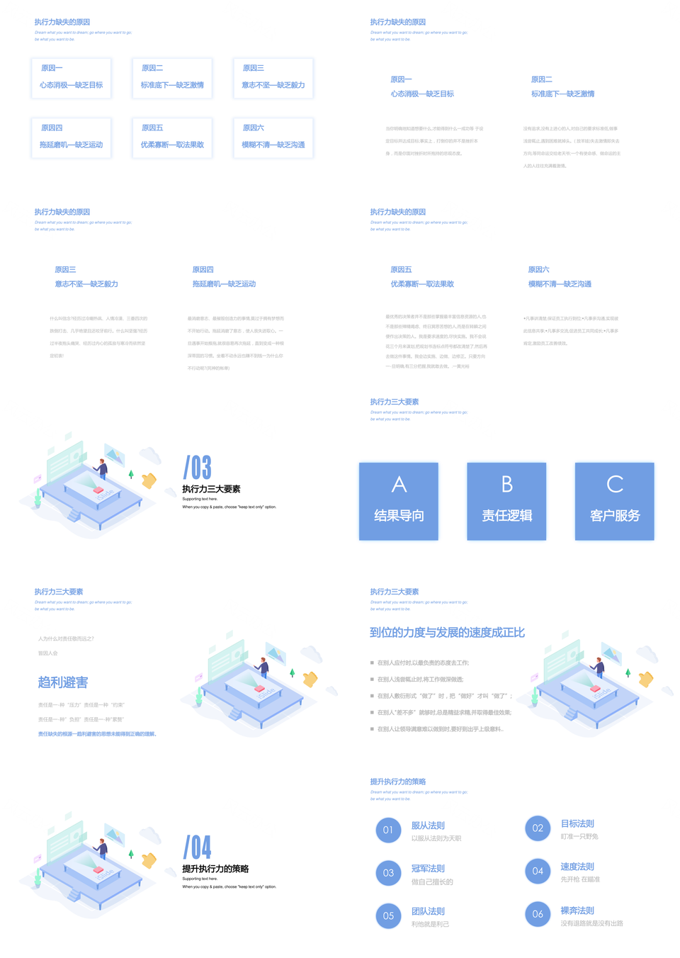 蓝色小清新人物员工培训总结PPT模板