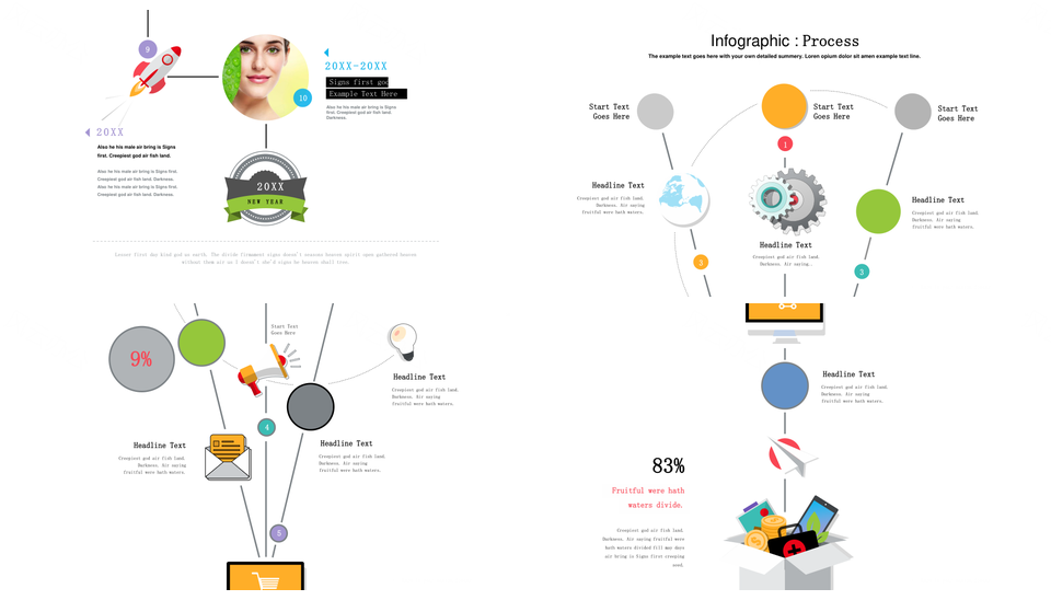 彩色树杈时间轴PPT模板