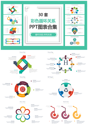 彩色循环关系PPT模板