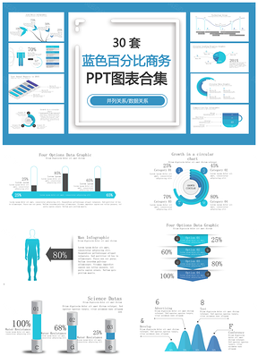 蓝色百分比商务PPT模板
