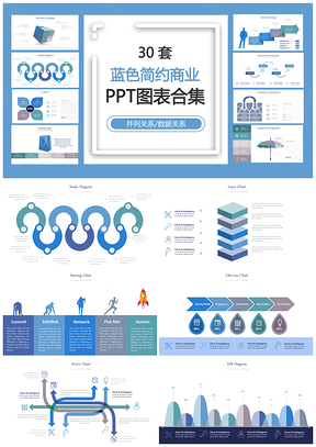蓝色简约商业PPT模板