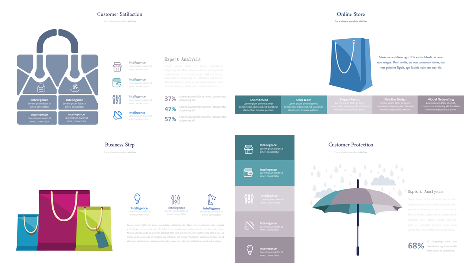 蓝色简约商业PPT模板