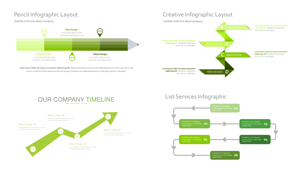 绿色并列关系PPT模板