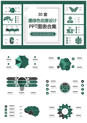墨绿色创意设计PPT模板