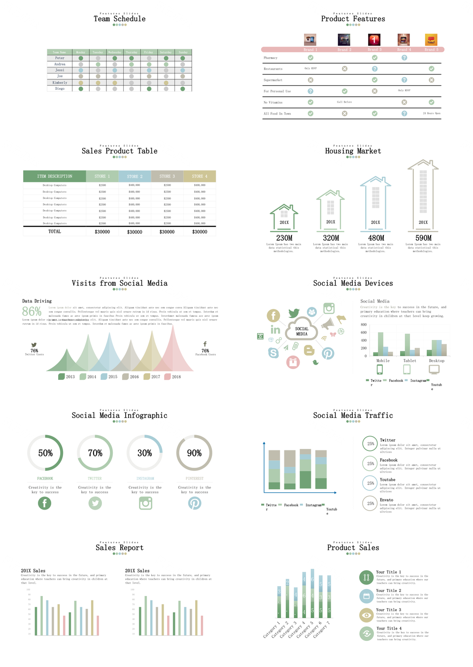 清新数据关系PPT模板