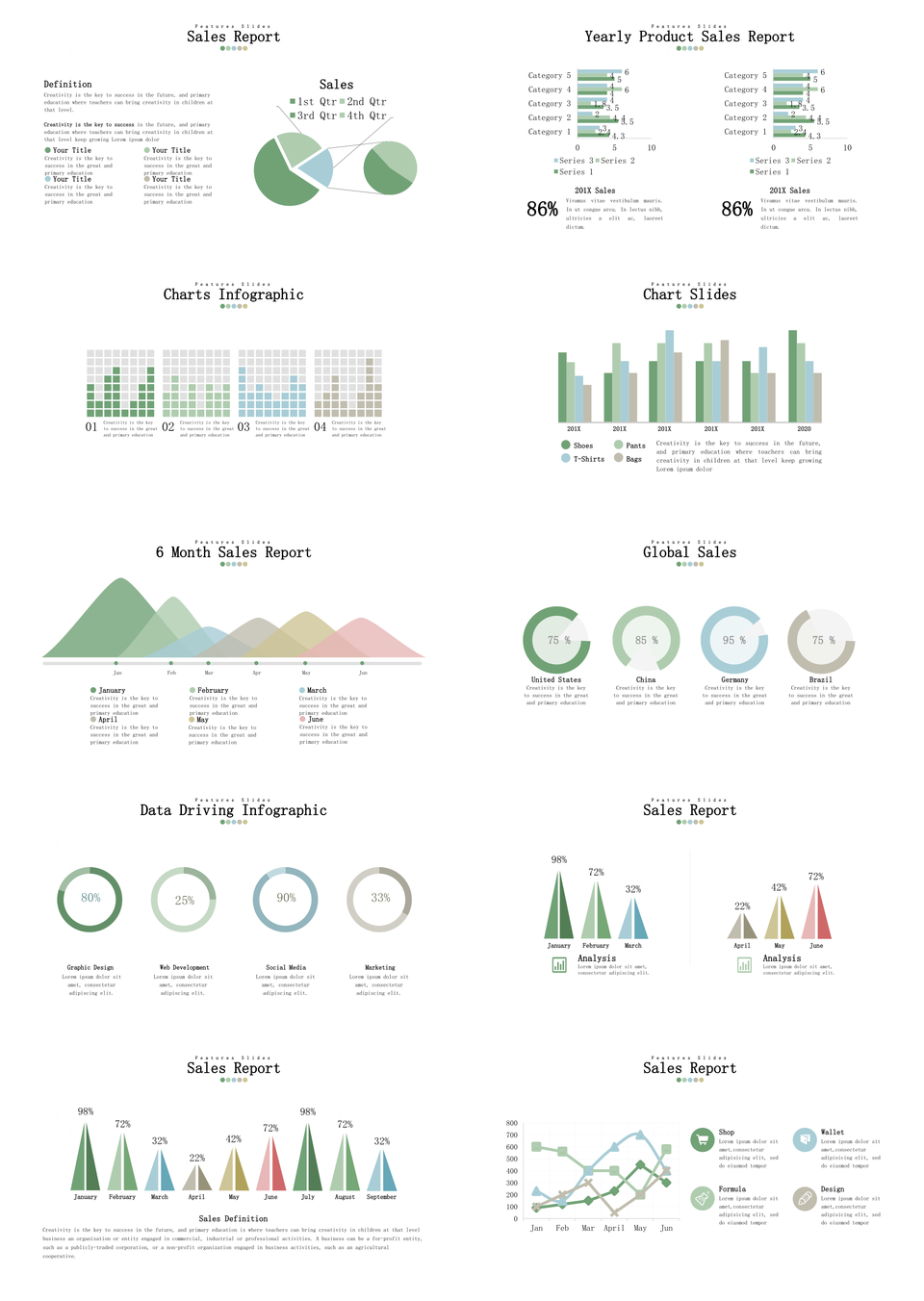 清新数据关系PPT模板