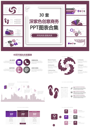 深紫色创意商务PPT模板
