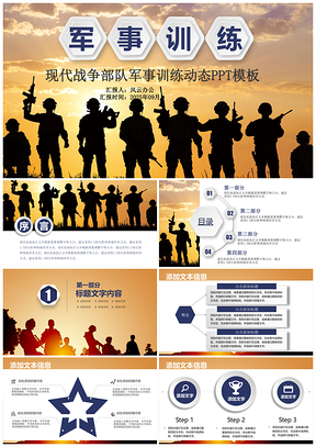 2025现代战争部队军事训练动态PPT模板