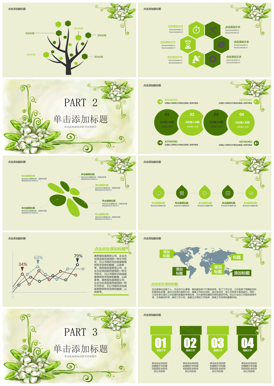 清新淡雅毕业论文答辩PPT模板