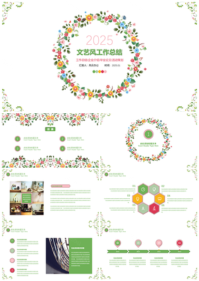 2025清新文艺风工作总结PPT模板