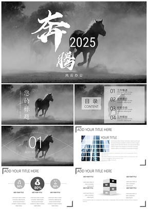 2025白色创意黑白商务PPT模板