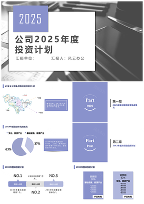 2025紫色企业年度投资发展计划方案PPT模板