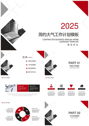 2025白色简约大气工作计划PPT模板