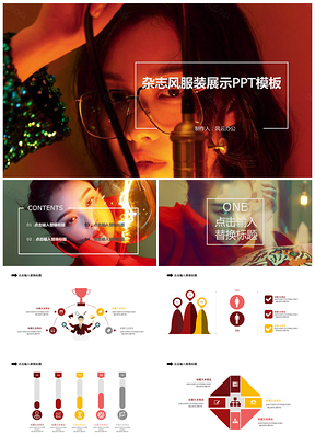 黄色杂志风服装展示PPT模板