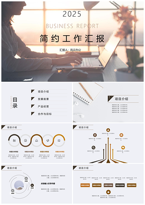 2025白色简约时尚工作总结汇报PPT模板