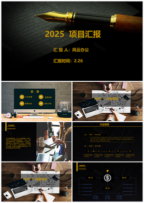 2025黑色商务风项目报告PPT模板
