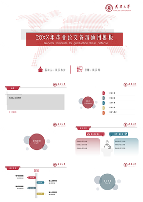 红色简约硕士毕业论文答辩PPT模板