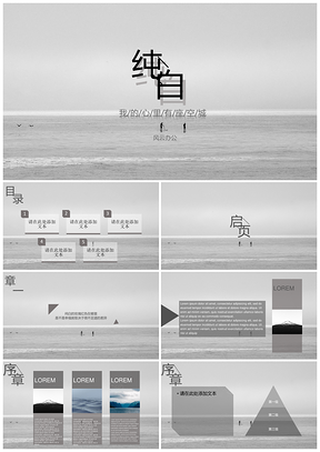 纯白灰度扁平极简商务办公宣讲会议通用模板