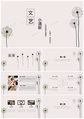 灰色蒲公英简约通用模块PPT模板