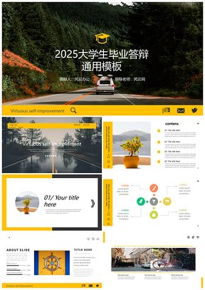 2025欧美风创意黄色森林旅游毕业答辩PPT模板