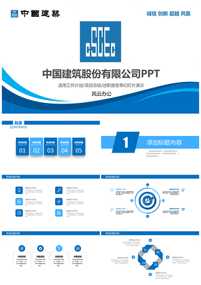 中国建筑工作总结项目汇报PPT模板